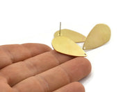 Brass Drop Earring, 8 Raw Brass Drop Stud Earrings With 1 Hole (27x16x0.80mm) D1221 A2000