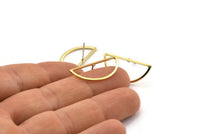 Brass Moon Earring, 8 Raw Brass Semi Circle Stud Earrings (12x26x1mm) A1709 A2005