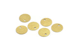 Brass Round Charm, 100 Textured Raw Brass Round Tags With 1 Hole (10mm) A1925
