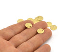 Brass Round Charm, 100 Textured Raw Brass Round Tags With 1 Hole (10mm) A1925