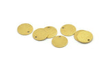 Brass Round Charm, 24 Textured Raw Brass Round Tags With 1 Hole (14x0.80mm) A1924