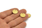 Brass Round Charm, 24 Textured Raw Brass Round Tags With 1 Hole (14x0.80mm) A1924