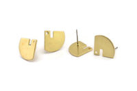 Earring Studs, 8 Raw Brass -  Geometric Stud Earrings - Brass Earrings - Earrings (14x14.5x1mm) D1152 A1837