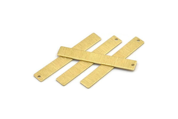 Brass Rectangle Bar, 12 Textured Raw Brass Stamping Blanks With 1 Hole, Necklace Bar (40x6x0.80mm) M01481