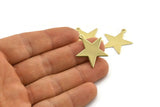 Brass Star Charm, 12 Raw Brass Star Charms With 1 Loop (24x22x0.80mm) M01489
