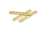 Brass Rectangle Charm, 12 Raw Brass Moon Phases Charms With 1 Hole, Stamping Blanks (40x6x0.80mm) M01486