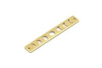 Brass Rectangle Charm, 12 Raw Brass Moon Phases Charms With 2 Holes, Stamping Blanks (40x6x0.80mm) M01491