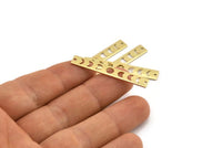 Brass Rectangle Charm, 12 Raw Brass Moon Phases Charms With 2 Holes, Stamping Blanks (40x6x0.80mm) M01491