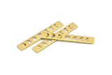 Brass Rectangle Blank, 10 Textured Raw Brass Moon Phases Stamping Blanks (40x6x0.80mm) M01483