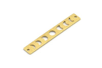 Brass Rectangle Charm, 10 Textured Raw Brass Moon Phases Charms With 2 Holes, Stamping Blanks (40x6x0.80mm) M01485