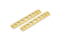 Brass Rectangle Charm, 10 Textured Raw Brass Moon Phases Charms With 2 Holes, Stamping Blanks (40x6x0.80mm) M01485