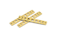 Brass Rectangle Charm, 10 Textured Raw Brass Moon Phases Charms With 2 Holes, Stamping Blanks (40x6x0.80mm) M01485