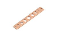 Copper Rectangle Charm, 10 Raw Copper Moon Phases Charms With 2 Holes (40x6x0.80mm) M01479
