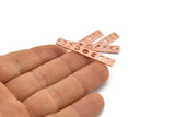 Copper Rectangle Charm, 10 Raw Copper Moon Phases Charms With 2 Holes (40x6x0.80mm) M01479