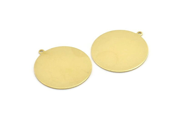 Brass Round Charm, 6 Raw Brass Stamping Blanks With 1 Loop, Stamping Tags (33x30x0.80mm) M01497