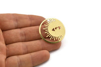 Brass Eye Charm, 4 Raw Brass Eye Charms (30x0.80mm) M01498