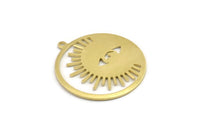 Brass Eye Charm, 4 Raw Brass Eye Charms With 1 Loop (33x30x0.80mm) M01487