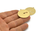 Brass Eye Charm, 4 Textured Raw Brass Eye Charms With 1 Loop (33x30x0.80mm) M01501