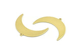 Brass Moon Charm, 10 Raw Brass Crescent Moon With 1 Loop (36x12x0.80mm) M01457