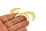Brass Moon Charm, 10 Raw Brass Crescent Moon With 1 Loop (36x12x0.80mm) M01457