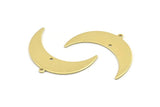 Brass Moon Charm, 10 Raw Brass Crescent Moon With 1 Loop And 1 Hole (36x12x0.80mm) M01459