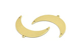 Brass Moon Charm, 10 Raw Brass Crescent Moon With 1 Loop And 2 Holes (36x12x0.80mm) M01461