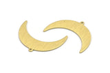 Brass Moon Charm, 10 Textured Raw Brass Crescent Moon With 1 Loop (36x12x0.80mm) M01462