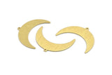 Brass Moon Charm, 10 Textured Raw Brass Crescent Moon With 1 Loop (36x12x0.80mm) M01462