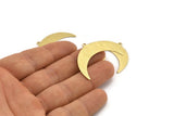 Brass Moon Charm, 10 Textured Raw Brass Crescent Moon With 1 Loop (36x12x0.80mm) M01462