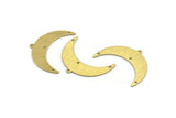 Brass Moon Charm, 10 Textured Raw Brass Crescent Moon With 1 Loop And 3 Holes (36x12x0.80mm) M01465