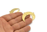 Brass Moon Charm, 10 Textured Raw Brass Crescent Moon With 1 Loop And 3 Holes (36x12x0.80mm) M01465