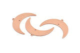 Copper Moon Charm, 10 Raw Copper Crescent Moon With 1 Loop And 1 Hole (36x12x0.80mm) M01473