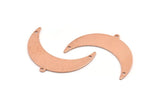 Copper Moon Charm, 10 Raw Copper Crescent Moon With 1 Loop And 2 Holes (36x12x0.80mm) M01474