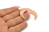 Copper Moon Charm, 10 Raw Copper Crescent Moon With 1 Loop And 2 Holes (36x12x0.80mm) M01474