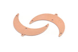 Copper Moon Charm, 10 Raw Copper Crescent Moon With 1 Loop And 3 Holes (36x12x0.80mm) M01475