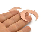 Copper Moon Charm, 10 Raw Copper Crescent Moon With 1 Loop And 3 Holes (36x12x0.80mm) M01475