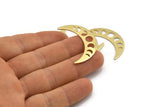 Brass Moon Blank, 10 Raw Brass Moon Phases Stamping Blanks (36x9x0.80mm) M01446
