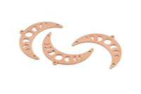 Bakır Ay Tılsımı, 1 Döngü ve 2 Delikli 10 Ham Bakır Ay Evresi Tılsımı (36x12x0,80 mm) M01469