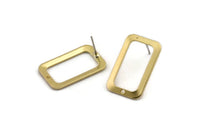 Brass Rectangle Earring, 6 Raw Brass Rectangle Stud Earrings With 1 Hole (25x15x1mm) D1156 A1934