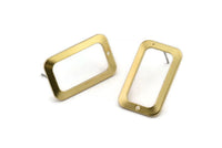 Brass Rectangle Earring, 6 Raw Brass Rectangle Stud Earrings With 1 Hole (25x15x1mm) D1156 A1934
