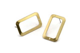 Brass Rectangle Earring, 6 Raw Brass Rectangle Stud Earrings With 1 Hole (25x15x1mm) D1156 A1934