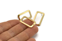 Brass Rectangle Earring, 6 Raw Brass Rectangle Stud Earrings With 1 Hole (25x15x1mm) D1156 A1934