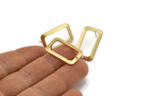 Brass Rectangle Earring, 6 Raw Brass Rectangle Stud Earrings With 1 Hole (25x15x1mm) D1156 A1934