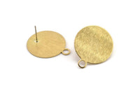 Brass Round Earring, 4 Textured Raw Brass Round Stud Earrings With 1 Loop, Earrings (30x25x0,80mm) D0705 A1937