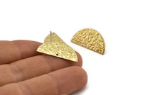 Brass Moon Earring, 8 Raw Brass Half Moon Stud Earrings With 1 Hole (25x12x0.60mm) D0794 A1927