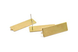 Brass Rectangle Earring, 4 Raw Brass Rectangle Stud Earrings With 1 Loop, Earrings (36x11x1mm) D0699 A1926