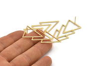 Gold Triangle Earring, 2 Gold Plated Brass Triangle Stud Earrings (46x21x1mm) E034 A1216 Q0847