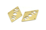 Brass Diamond Charm, 6  Raw Brass Moon Charms With 2 Holes, Rhombus Blanks (40x26x0.80mm) M01671