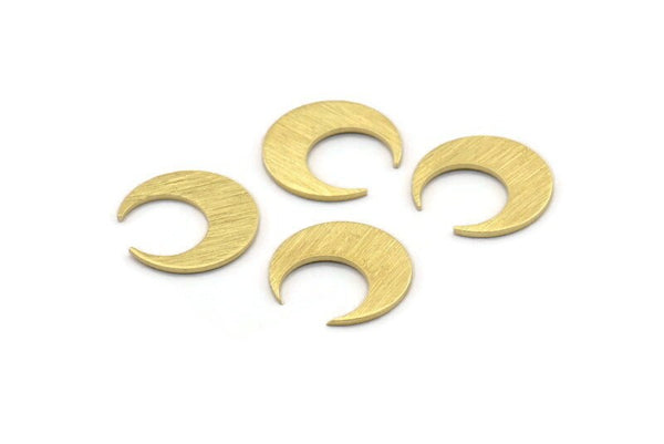 Brass Moon Blank, 12 Textured Raw Brass Crescent Moon Blanks (14x13.5x0.80mm) M01649