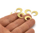 Brass Moon Blank, 12 Textured Raw Brass Crescent Moon Blanks (14x13.5x0.80mm) M01649